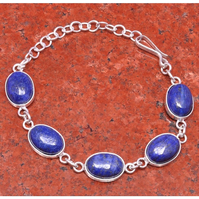 1pcs Lapis Lazuli Bracelet 925 Sterling Silver Plated Bracelet BA-10-129 | Save 33% - Rajasthan Living 5