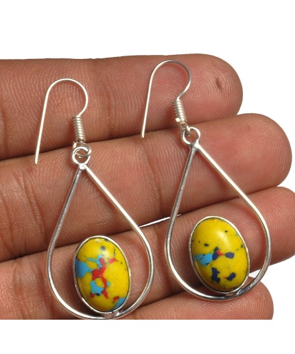 Yellow Mosaic Jasper Earring 925 Sterling Silver Plated Earring Jewelry E-8252 | Save 33% - Rajasthan Living