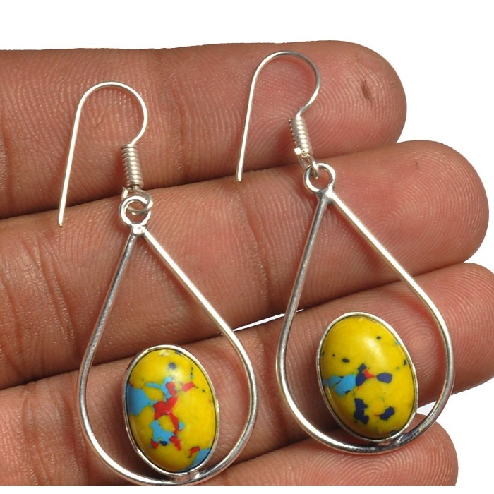 Yellow Mosaic Jasper Earring 925 Sterling Silver Plated Earring Jewelry E-8252 | Save 33% - Rajasthan Living 5