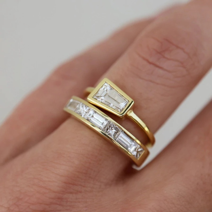 14k Gold Baguette Diamond Wedding Ring, Handmade Baguette Diamond Ring, Diamond Wedding Band, Baguette Diamond Ring, Gift For Her | Save 33% - Rajasthan Living 7