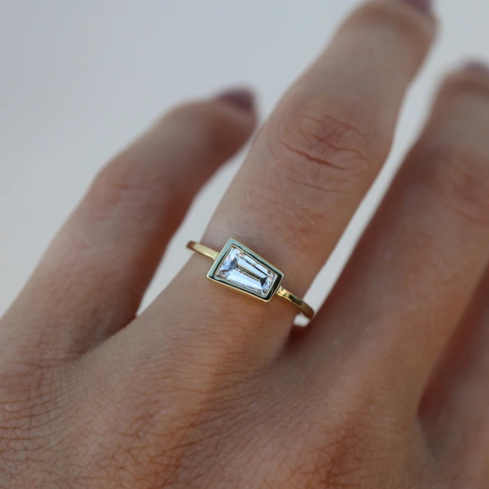 14k Gold Baguette Diamond Wedding Ring, Handmade Baguette Diamond Ring, Diamond Wedding Band, Baguette Diamond Ring, Gift For Her | Save 33% - Rajasthan Living 8
