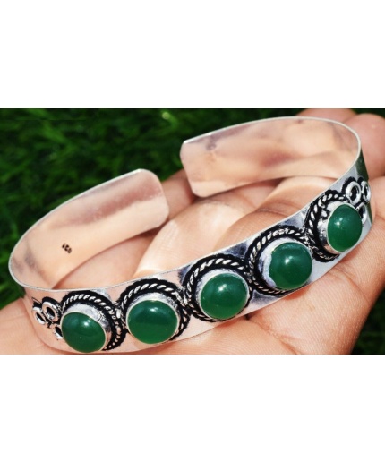 Green Onyx Bracelet 925 Sterling Silver Plated Cuff Bangle Bracelet BB-04-047 | Save 33% - Rajasthan Living