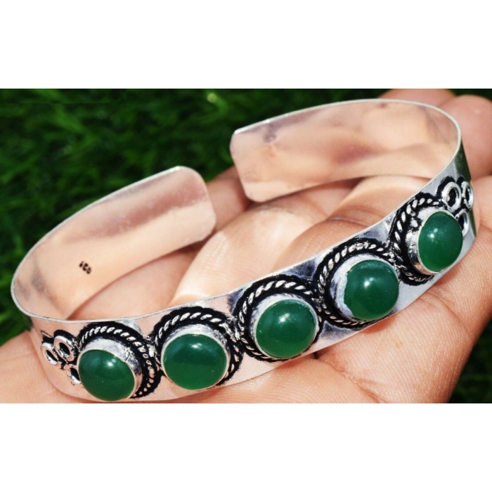 Green Onyx Bracelet 925 Sterling Silver Plated Cuff Bangle Bracelet BB-04-047 | Save 33% - Rajasthan Living 5