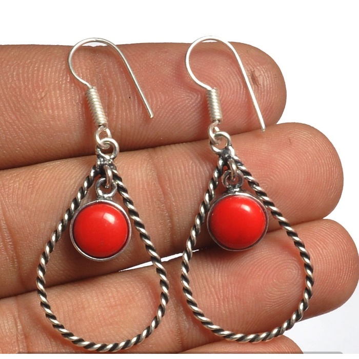 Coral Earring 925 Sterling Silver Plated Earring Jewelry E-8137 | Save 33% - Rajasthan Living 6