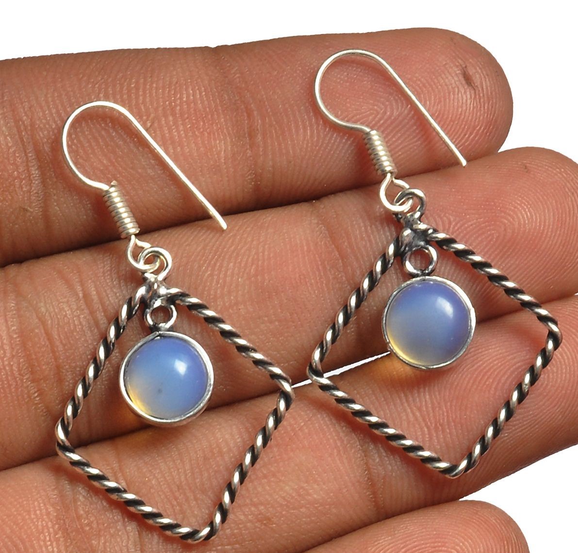 Opalite Earring 925 Sterling Silver Plated Earring Jewelry E-8253 | Save 33% - Rajasthan Living