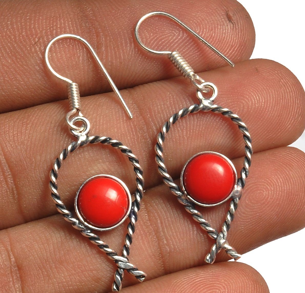 Coral Earring 925 Sterling Silver Plated Earring Jewelry E-8211 | Save 33% - Rajasthan Living