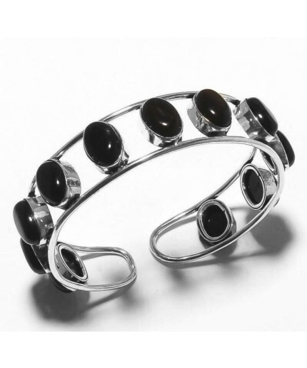 Black Onyx Bracelet 925 Sterling Silver Plated Cuff Bangle Bracelet Bc-04-043 | Save 33% - Rajasthan Living