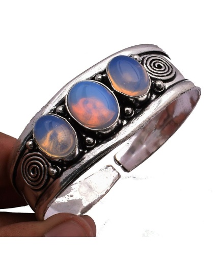 Opalite Bracelet 925 Sterling Silver Plated Cuff Bangle Bracelet BB-04-049 | Save 33% - Rajasthan Living