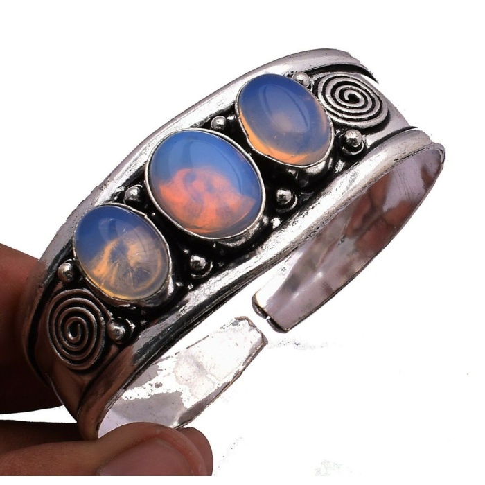 Opalite Bracelet 925 Sterling Silver Plated Cuff Bangle Bracelet BB-04-049 | Save 33% - Rajasthan Living 5