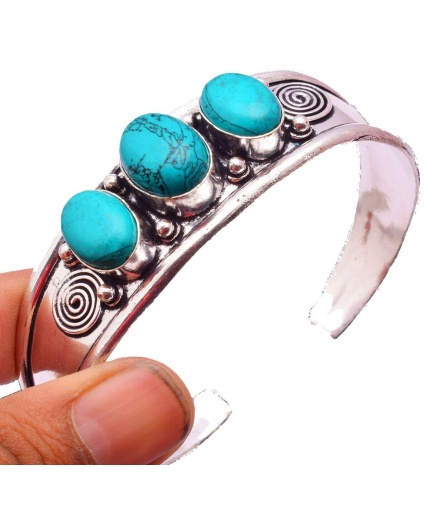 Turquoise Bracelet 925 Sterling Silver Plated Cuff Bangle Bracelet BB-04-046 | Save 33% - Rajasthan Living