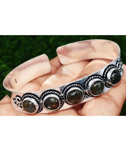 Labradorite Bracelet 925 Sterling Silver Plated Cuff Bangle Bracelet Bc-04-048 | Save 33% - Rajasthan Living