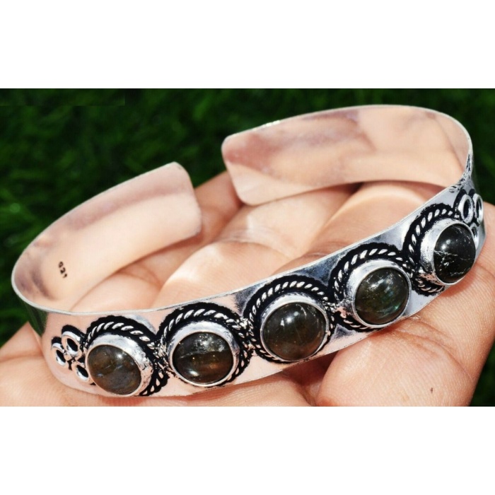 Labradorite Bracelet 925 Sterling Silver Plated Cuff Bangle Bracelet Bc-04-048 | Save 33% - Rajasthan Living 5