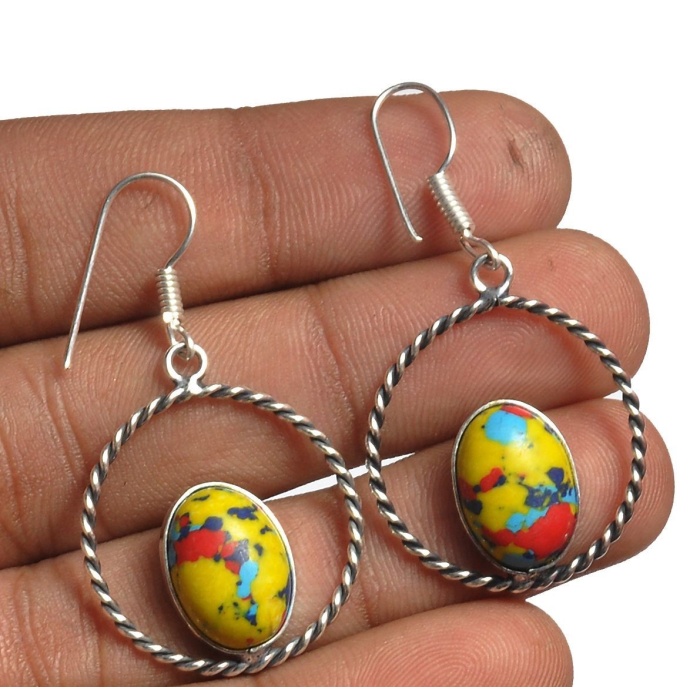 Yellow Mosaic Jasper Earring 925 Sterling Silver Plated Earring Jewelry E-8182 | Save 33% - Rajasthan Living 6