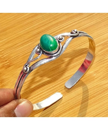 Malachite Bracelet 925 Sterling Silver Plated Cuff Bangle Bracelet BB-04-042 | Save 33% - Rajasthan Living