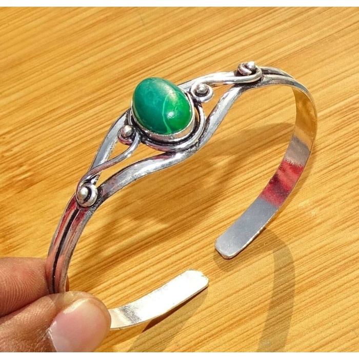 Malachite Bracelet 925 Sterling Silver Plated Cuff Bangle Bracelet BB-04-042 | Save 33% - Rajasthan Living 5