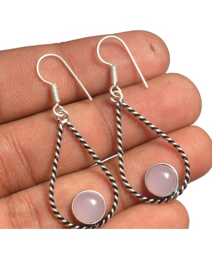 Rose Quartz Earring 925 Sterling Silver Plated Earring Jewelry E-8300 | Save 33% - Rajasthan Living
