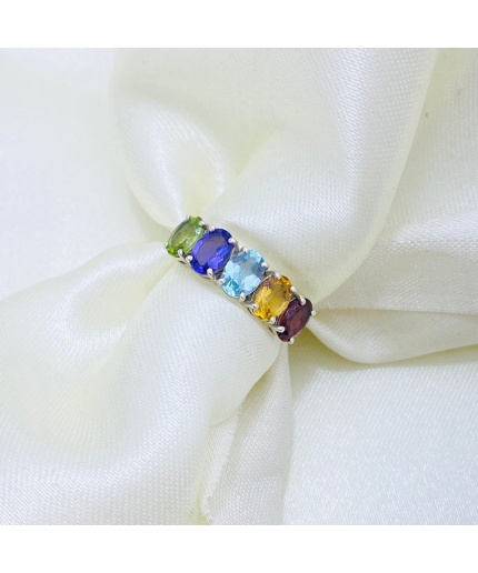 925 Sterling Silver Ring, Multi Color Ring | Save 33% - Rajasthan Living