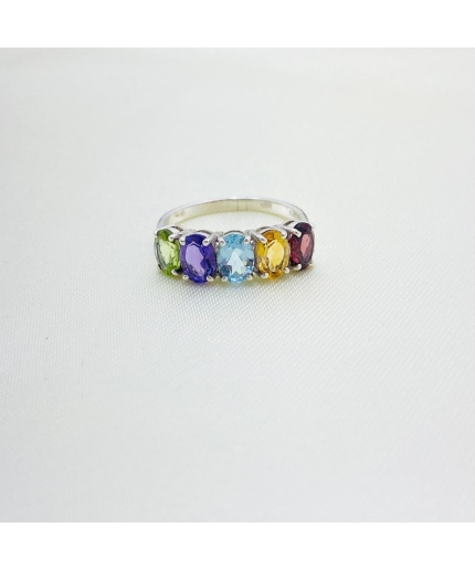 925 Sterling Silver Ring, Multi Color Ring | Save 33% - Rajasthan Living 3