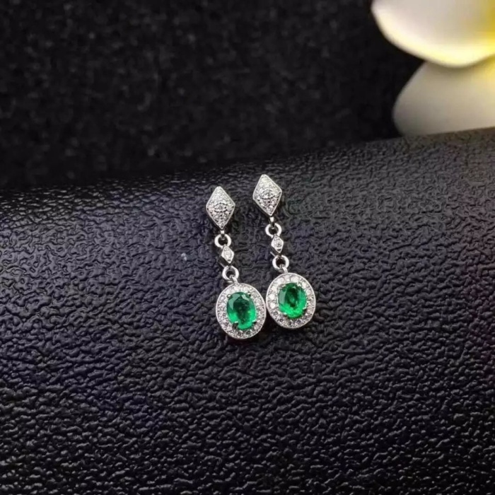 Natural Emerald Drop Earrings, 925 Sterling Silver, Emerald Drop Earrings, Emerald Silver Earrings, Luxury Earrings, Oval Cut Stone Earrings | Save 33% - Rajasthan Living 6