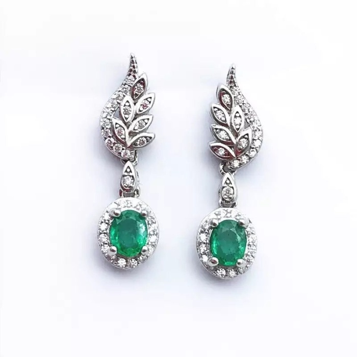 Natural Emerald Drop Earrings, 925 Sterling Silver, Emerald Drop Earrings, Emerald Silver Earrings, Luxury Earrings, Ovel Cut Stone Earrings | Save 33% - Rajasthan Living 6