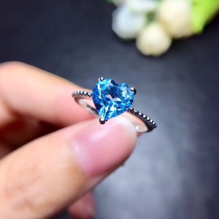 Natura Blue Topaz Ring, 925 Sterling Sliver, Topaz Engagement Ring, Topaz Ring, Wedding Ring, luxury Ring, soliture Ring, Heart cut Ring | Save 33% - Rajasthan Living 9