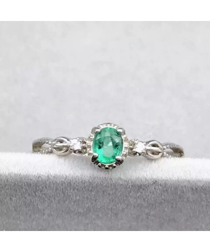 Natural Emerald & Cubic Zirconia Woman Ring, 925 Sterling Silver, Emerald Ring, Statement Ring, Engagement and Wedding Ring | Save 33% - Rajasthan Living 3