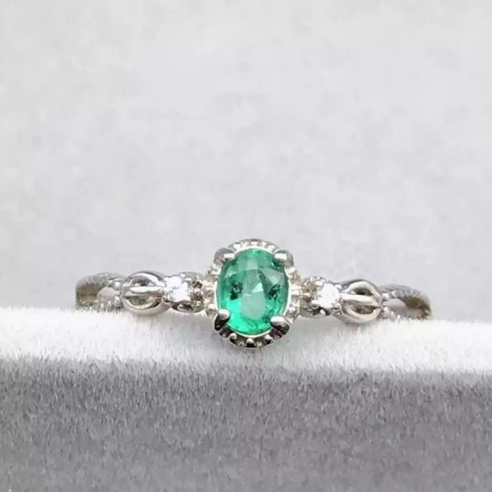 Natural Emerald & Cubic Zirconia Woman Ring, 925 Sterling Silver, Emerald Ring, Statement Ring, Engagement and Wedding Ring | Save 33% - Rajasthan Living 6