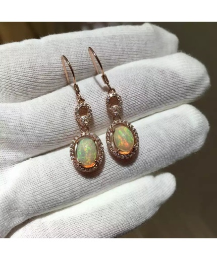 Natural Opal Drop Earrings, 925 Sterling Silver, Opal Drop Earrings, Earrings, Opal Earrings, Luxury Earrings, Oval Stone Earrings | Save 33% - Rajasthan Living 3