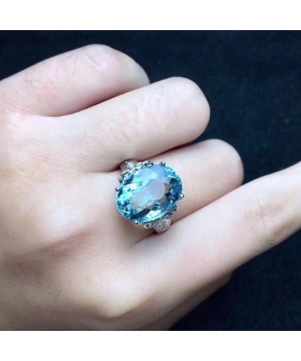Natural Blue Topaz Ring, 925 Sterling Sliver, Topaz Engagement Ring, Topaz Ring, Wedding Ring, luxury Ring, soliture Ring, Ovel cut Ring | Save 33% - Rajasthan Living 3