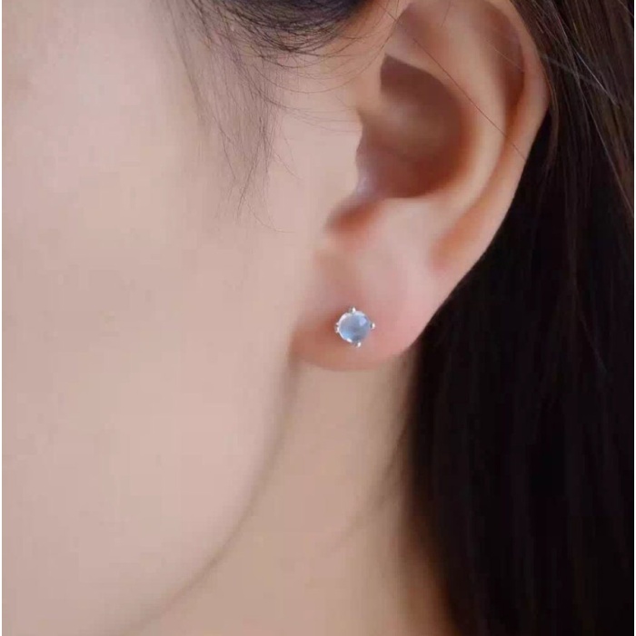 Natural Moonstone Studs Earrings, 925 Sterling Silver, Studs Earrings, Earrings, Moonstone Earrings, Luxury Earrings, Round Stone Earrings | Save 33% - Rajasthan Living 7