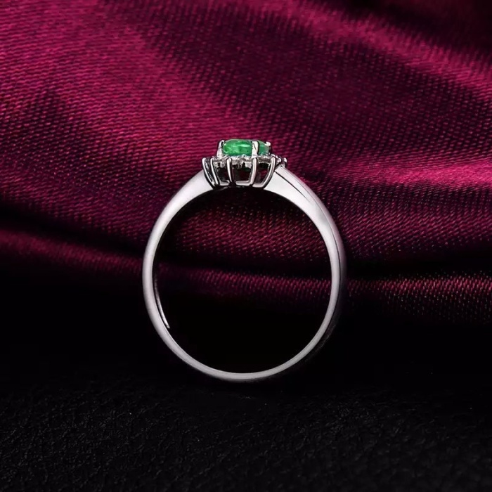 Natural Emerald Ring, 14k Solid White Gold Engagement Ring, Wedding Ring, Emerald Ring, Luxury Ring, Ring/Band, Oval Cut Ring | Save 33% - Rajasthan Living 8
