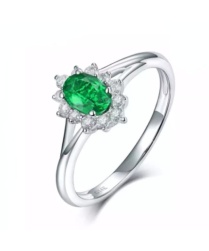 Natural Emerald Ring, 14k Solid White Gold Engagement Ring, Wedding Ring, Emerald Ring, Luxury Ring, Ring/Band, Oval Cut Ring | Save 33% - Rajasthan Living 3