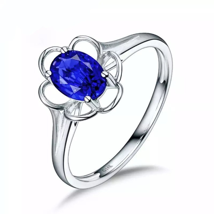 Natural Tanzanite Ring, 14k Solid White Gold Engagement Ring, Wedding Ring, Tanzanite Ring, luxury Ring, soliture Ring, Oval cut Ring | Save 33% - Rajasthan Living 6