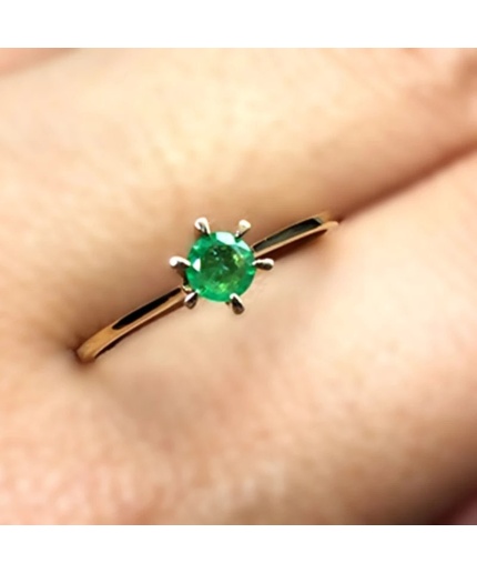 Natural Emerald Ring, 18k Solid Yellow  Gold Engagement Ring, Wedding Ring, Emerald Ring, Luxury Ring, Ring/Band, Round Cut Ring | Save 33% - Rajasthan Living