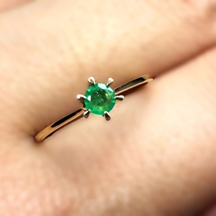Natural Emerald Ring, 18k Solid Yellow  Gold Engagement Ring, Wedding Ring, Emerald Ring, Luxury Ring, Ring/Band, Round Cut Ring | Save 33% - Rajasthan Living 5