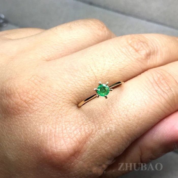 Natural Emerald Ring, 18k Solid Yellow  Gold Engagement Ring, Wedding Ring, Emerald Ring, Luxury Ring, Ring/Band, Round Cut Ring | Save 33% - Rajasthan Living 7
