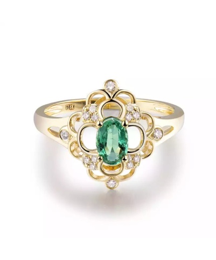 Natural Emerald Ring, 14k Solid Yellow Gold Engagement Ring, Wedding Ring, Emerald Ring, Luxury Ring, Ring/Band, OvalCut Ring | Save 33% - Rajasthan Living