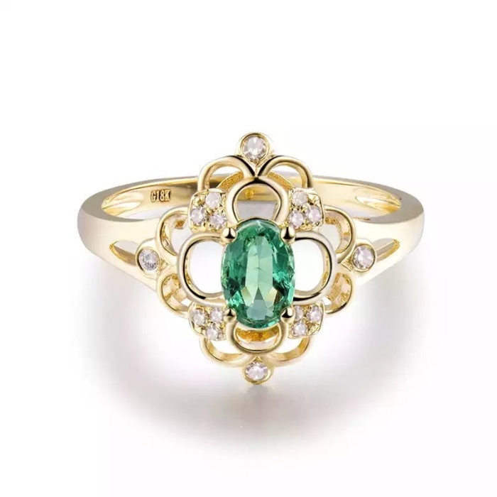 Natural Emerald Ring, 14k Solid Yellow Gold Engagement Ring, Wedding Ring, Emerald Ring, Luxury Ring, Ring/Band, OvalCut Ring | Save 33% - Rajasthan Living 5
