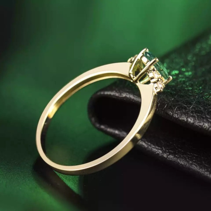 Natural Emerald Ring, 18k Solid Yellow Gold Engagement Ring, Wedding Ring, Emerald Ring, Luxury Ring, Ring/Band, Oval Cut Ring | Save 33% - Rajasthan Living 10