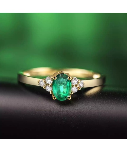 Natural Emerald Ring, 18k Solid Yellow Gold Engagement Ring, Wedding Ring, Emerald Ring, Luxury Ring, Ring/Band, Oval Cut Ring | Save 33% - Rajasthan Living 3