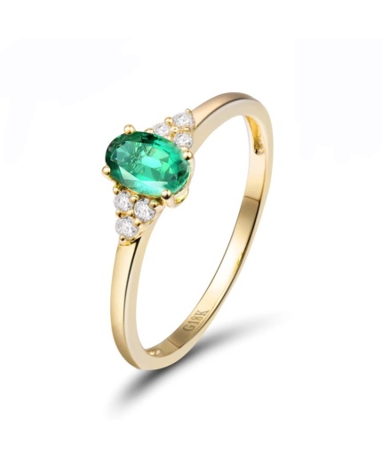 Natural Emerald Ring, 18k Solid Yellow Gold Engagement Ring, Wedding Ring, Emerald Ring, Luxury Ring, Ring/Band, Oval Cut Ring | Save 33% - Rajasthan Living