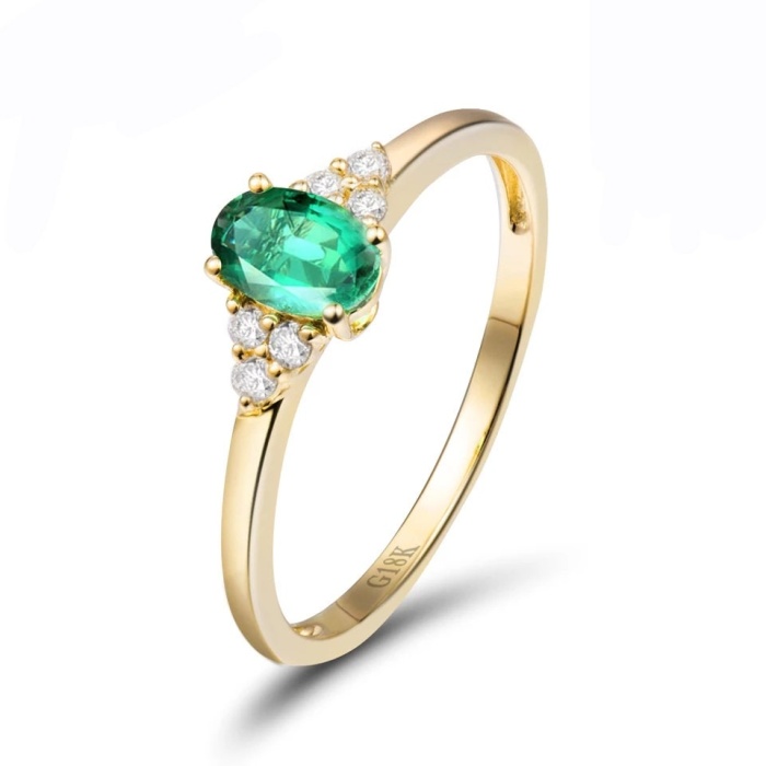 Natural Emerald Ring, 18k Solid Yellow Gold Engagement Ring, Wedding Ring, Emerald Ring, Luxury Ring, Ring/Band, Oval Cut Ring | Save 33% - Rajasthan Living 5