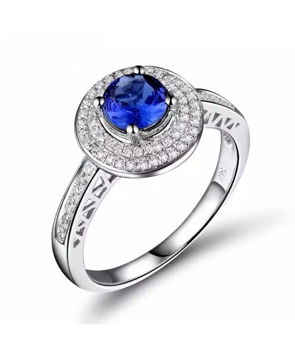 Natural Tanzanite Ring, 14k Solid White Gold Engagement Ring, Wedding Ring, Tanzanite Ring, luxury Ring, soliture Ring, Round cut Ring | Save 33% - Rajasthan Living 3