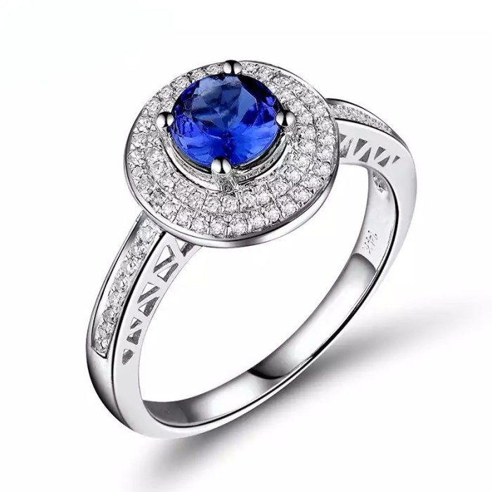 Natural Tanzanite Ring, 14k Solid White Gold Engagement Ring, Wedding Ring, Tanzanite Ring, luxury Ring, soliture Ring, Round cut Ring | Save 33% - Rajasthan Living 6