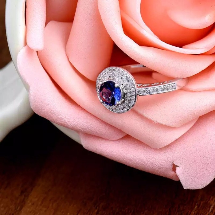 Natural Tanzanite Ring, 14k Solid White Gold Engagement Ring, Wedding Ring, Tanzanite Ring, luxury Ring, soliture Ring, Round cut Ring | Save 33% - Rajasthan Living 9
