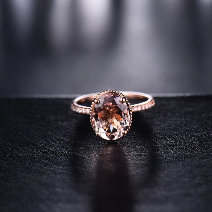 Natural Morganite Ring, 14k Rose Gold Ring, Pink Morganite Ring, Engagement Ring, Wedding Ring, Luxury Ring, Ring/Band, Oval Cut Ring | Save 33% - Rajasthan Living 8