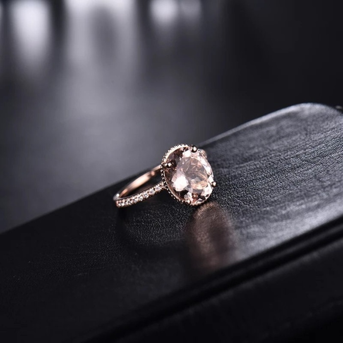 Natural Morganite Ring, 14k Rose Gold Ring, Pink Morganite Ring, Engagement Ring, Wedding Ring, Luxury Ring, Ring/Band, Oval Cut Ring | Save 33% - Rajasthan Living 7