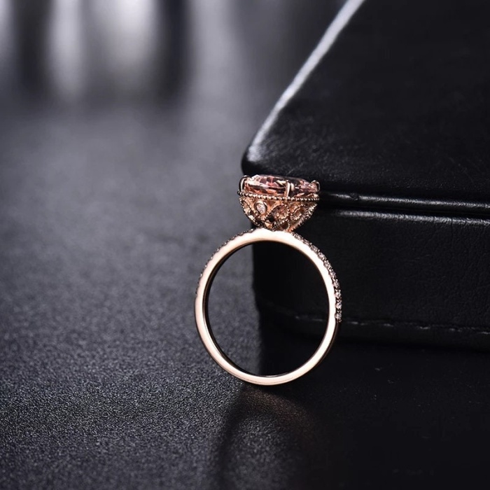 Natural Morganite Ring, 14k Rose Gold Ring, Pink Morganite Ring, Engagement Ring, Wedding Ring, Luxury Ring, Ring/Band, Oval Cut Ring | Save 33% - Rajasthan Living 9