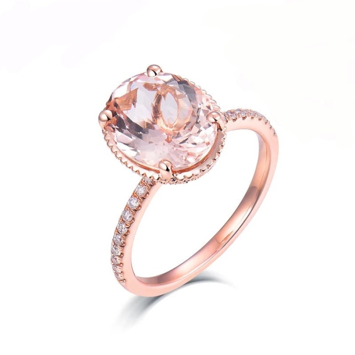 Natural Morganite Ring, 14k Rose Gold Ring, Pink Morganite Ring, Engagement Ring, Wedding Ring, Luxury Ring, Ring/Band, Oval Cut Ring | Save 33% - Rajasthan Living 6