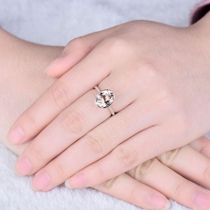 Natural Morganite Ring, 14k Rose Gold Ring, Pink Morganite Ring, Engagement Ring, Wedding Ring, Luxury Ring, Ring/Band, Oval Cut Ring | Save 33% - Rajasthan Living 10